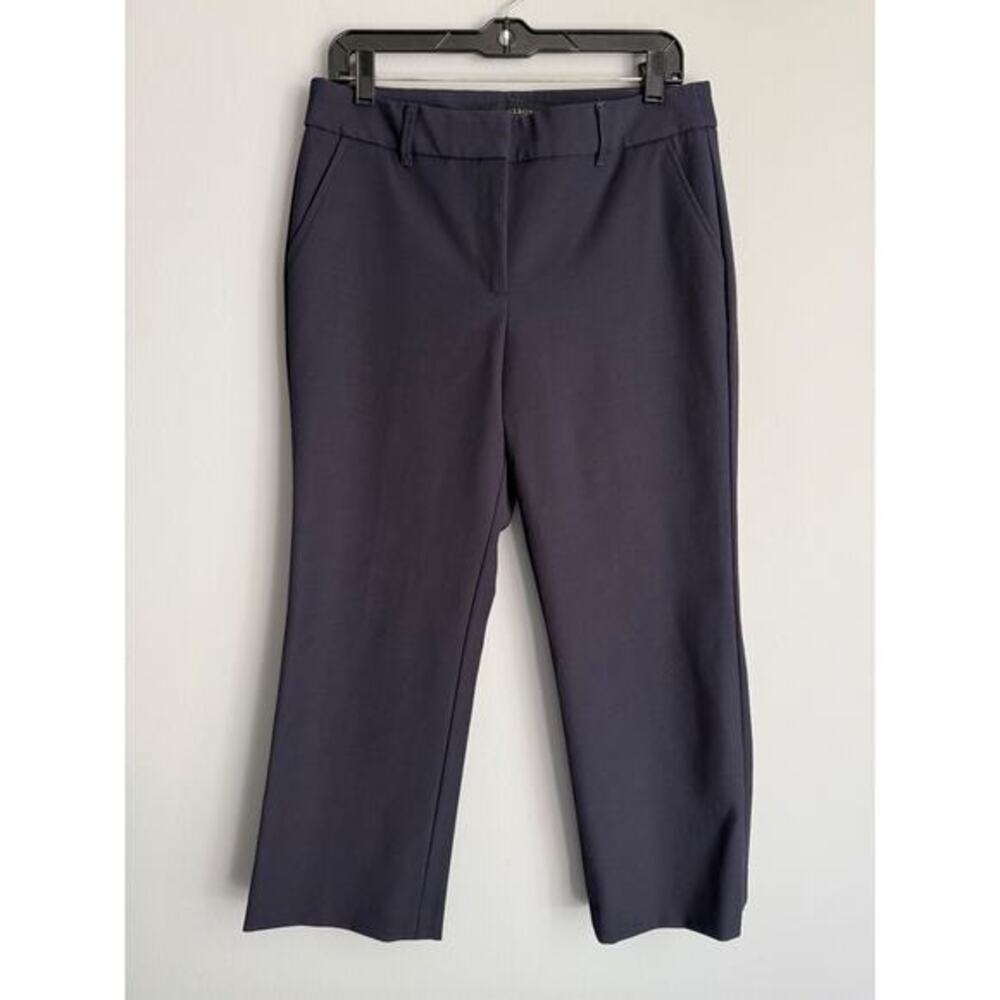 Talbots Navy Cropped Flare Pants Size 8 Stretch Cotton Tailored Workwear Career